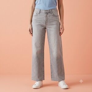 Lucky Brand Grey Wide Leg Crop Jeans Button Fly Women's Size 14/32 EUC